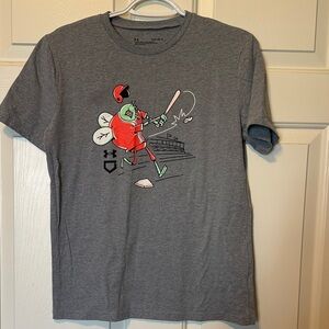 Under Armour Gray Baseball Graphic Kids T-Shirt size large loose